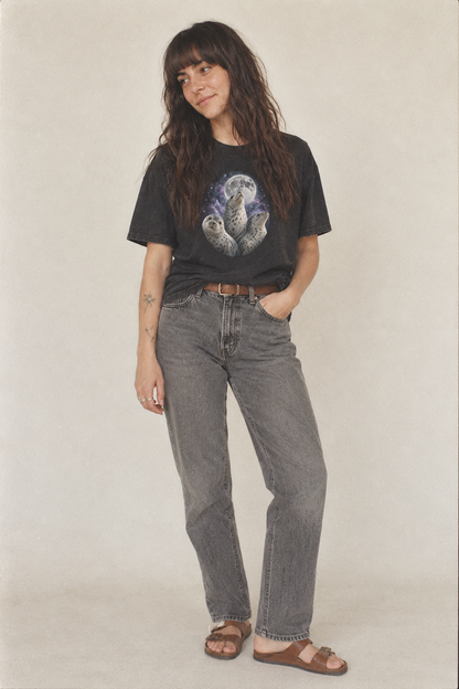 Harbor Seals Moon Choir Vintage T-shirt – studio model photo