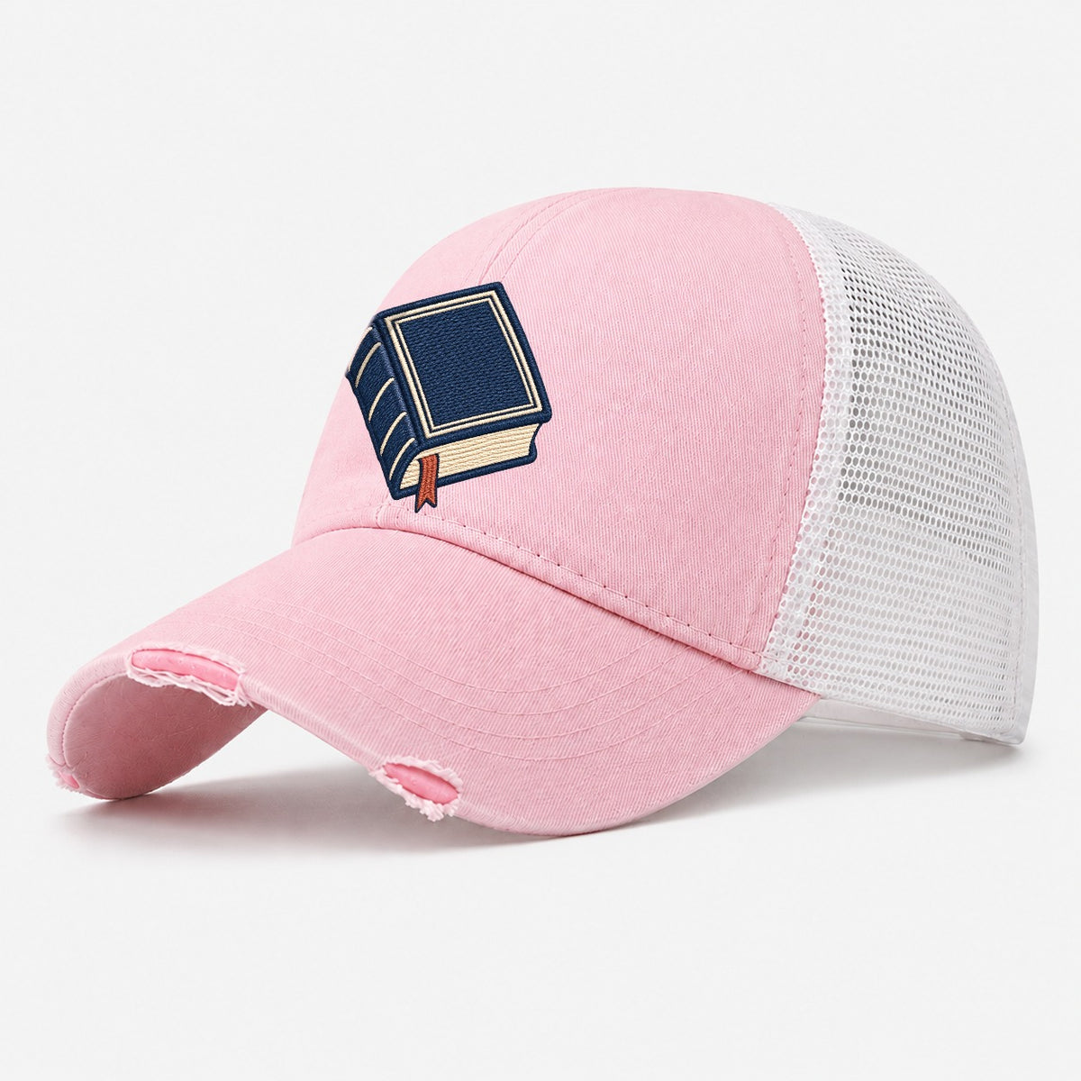 Hardcover Book Tiny Solo Marks Washed Trucker Hat – Light Pink