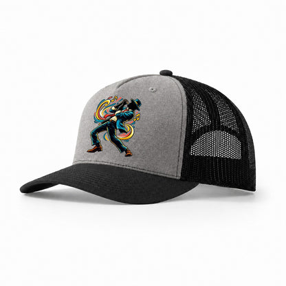 Harmonica Icon Music Instruments Trucker Hat – Grey Black