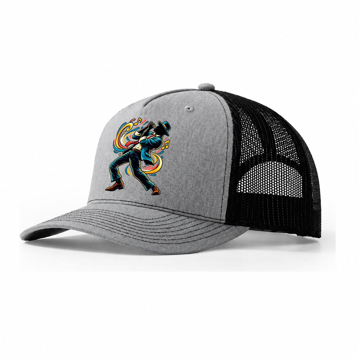 Harmonica Icon Music Instruments Trucker Hat – Sport Grey Black