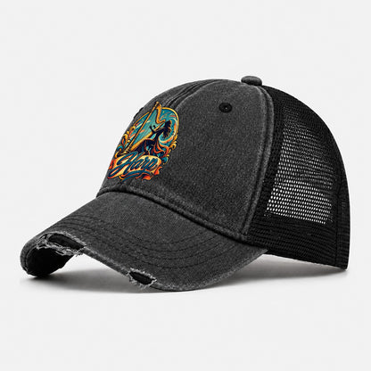 Harp Crest Music Instruments Washed Trucker Hat – Black
