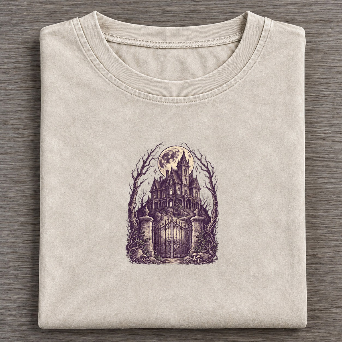 Haunted Mansion On The Hill Midnight Haunt Vintage T-shirt – Off White