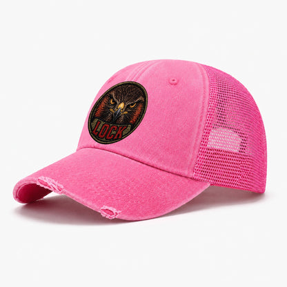 Hawk Lock Badge Washed Trucker Hat – Rose