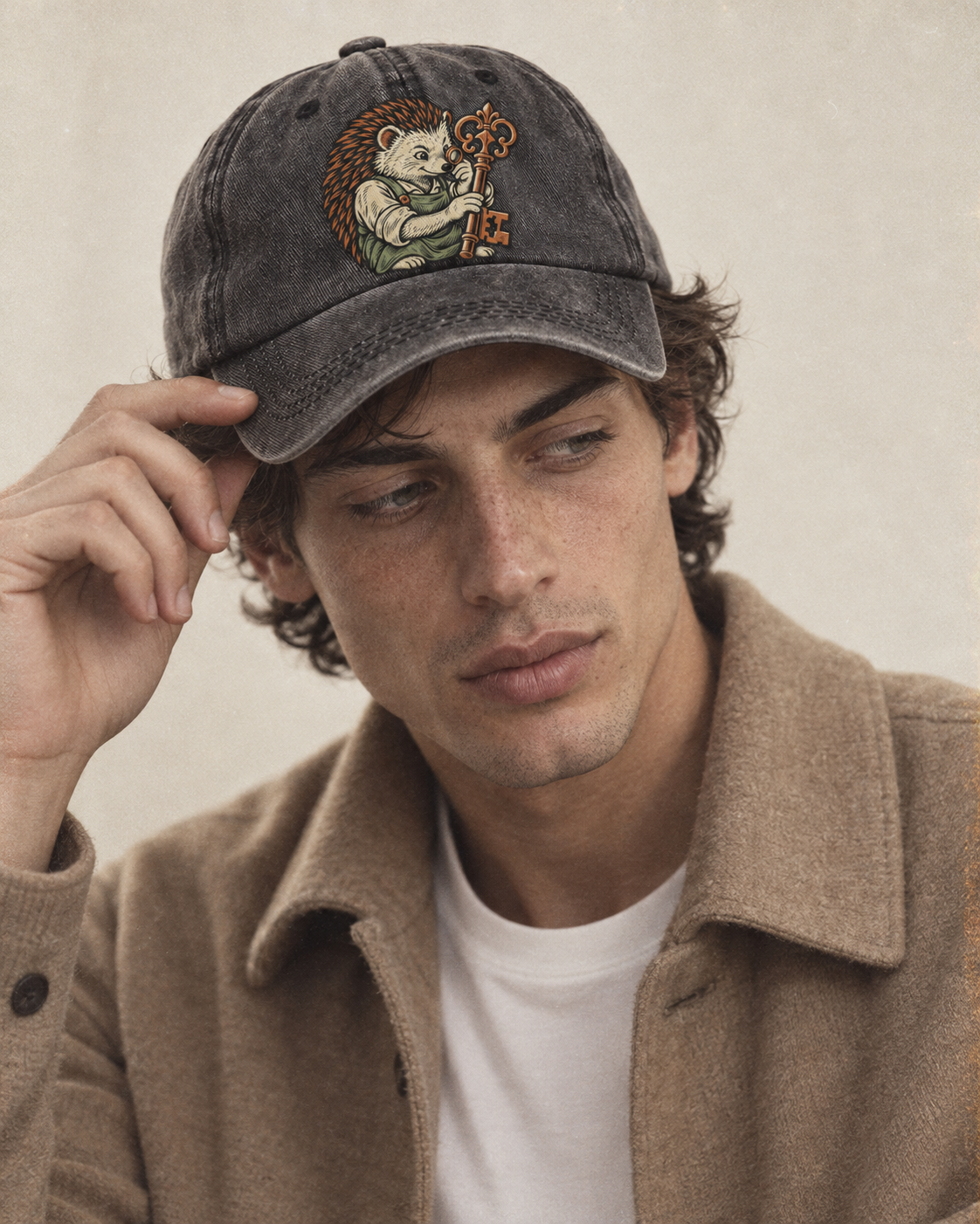 Model wearing the cap