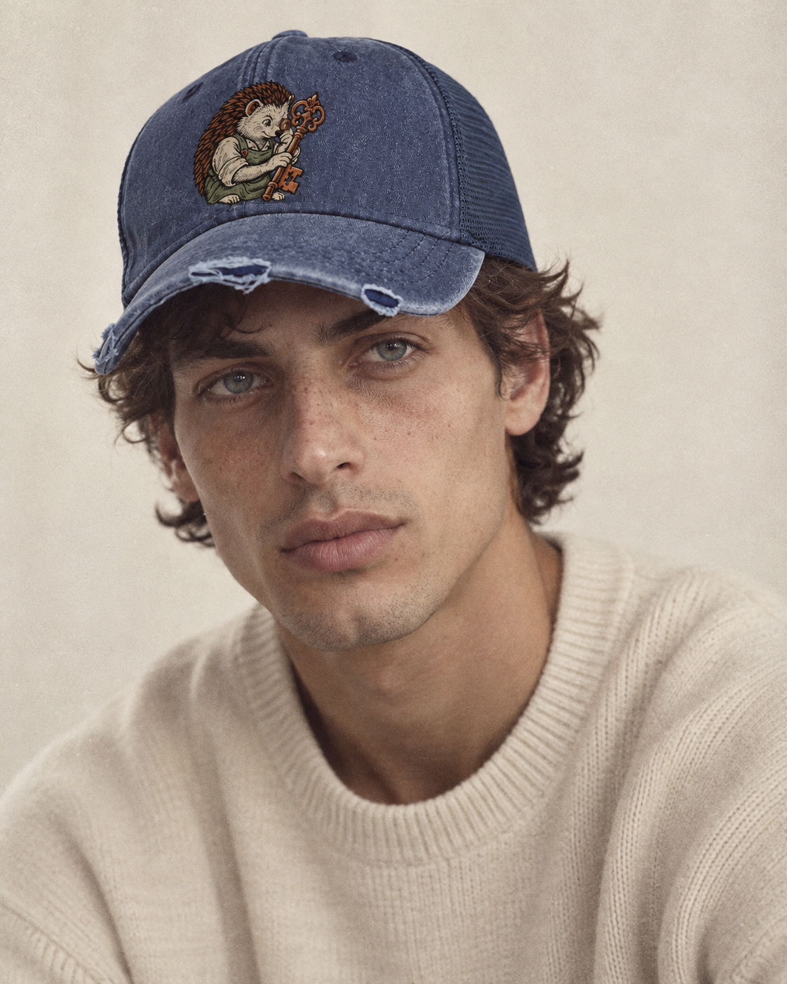 Model wearing the cap