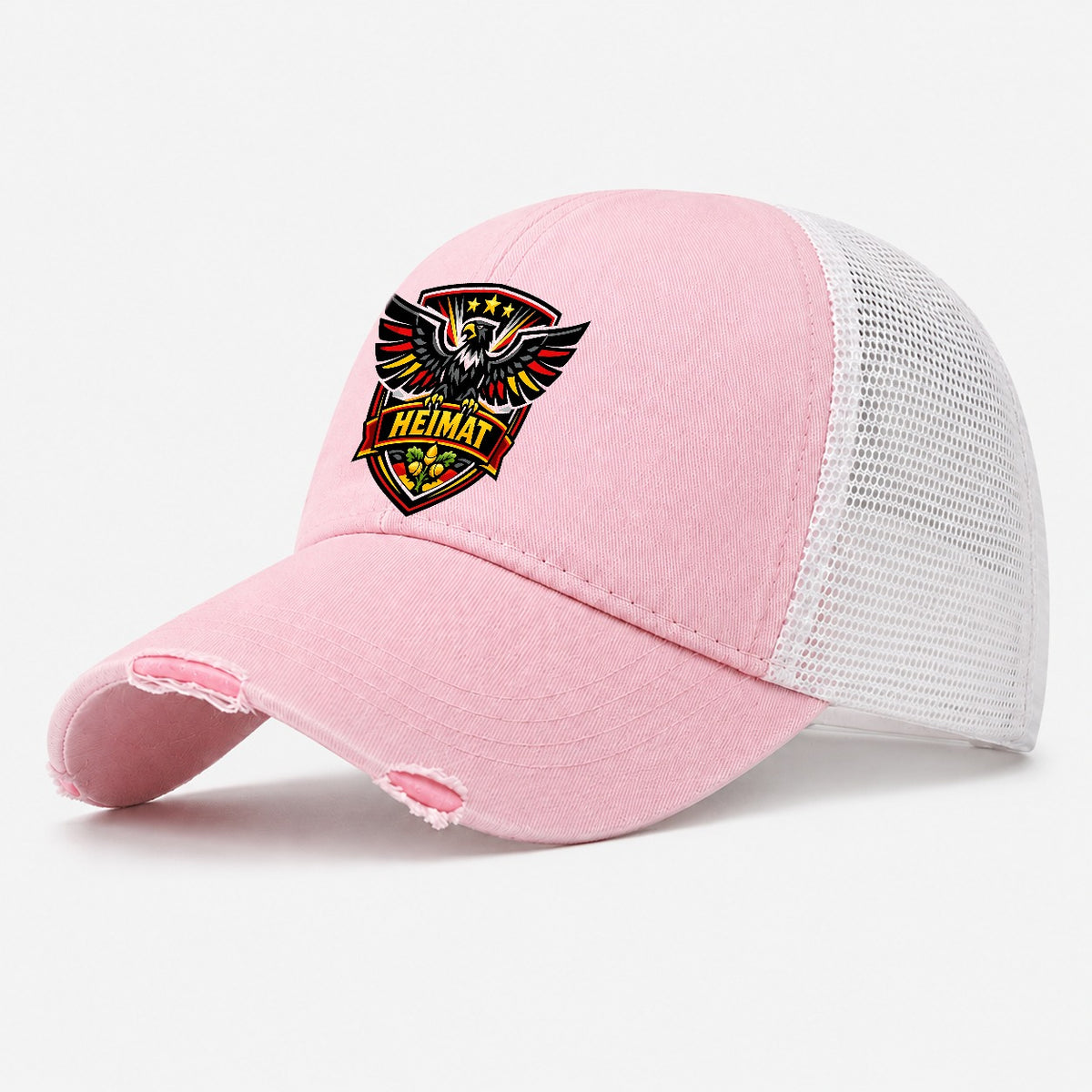 Heimat Crest Washed Trucker Hat – Light Pink