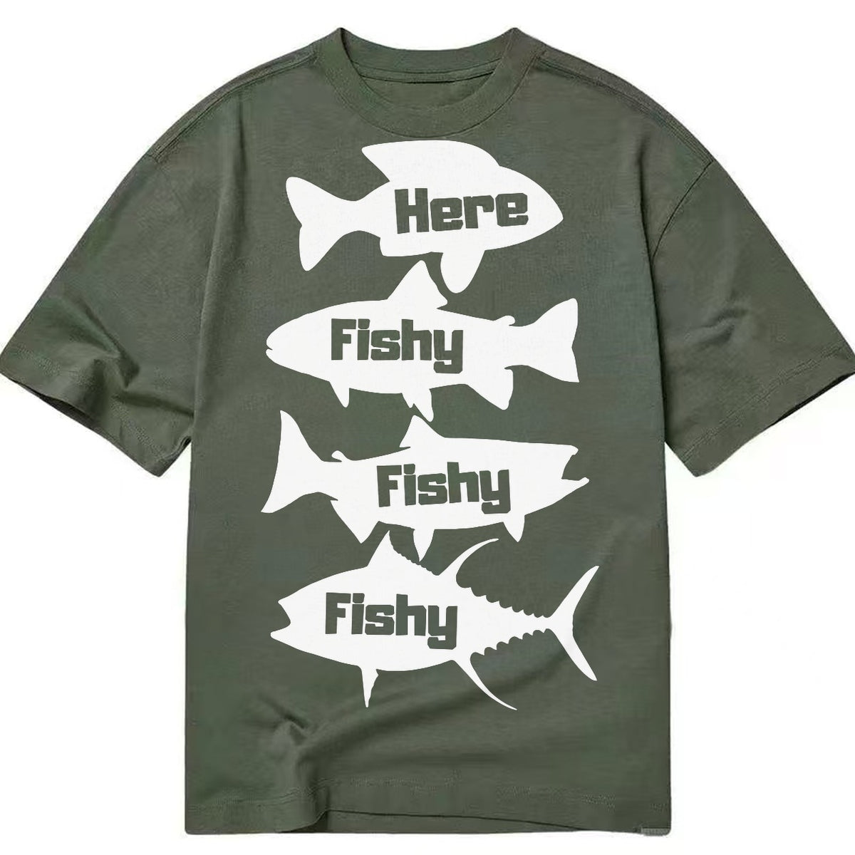 Here Fishy Fishy Fishy Classic T-shirt – army-green