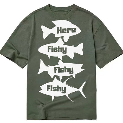 Here Fishy Fishy Fishy Classic T-shirt – army-green