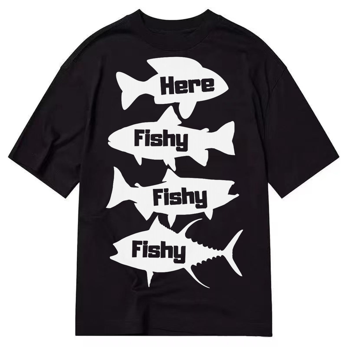 Here Fishy Fishy Fishy Classic T-shirt – black