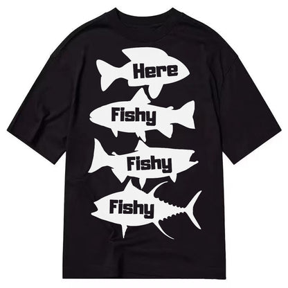 Here Fishy Fishy Fishy Classic T-shirt – black