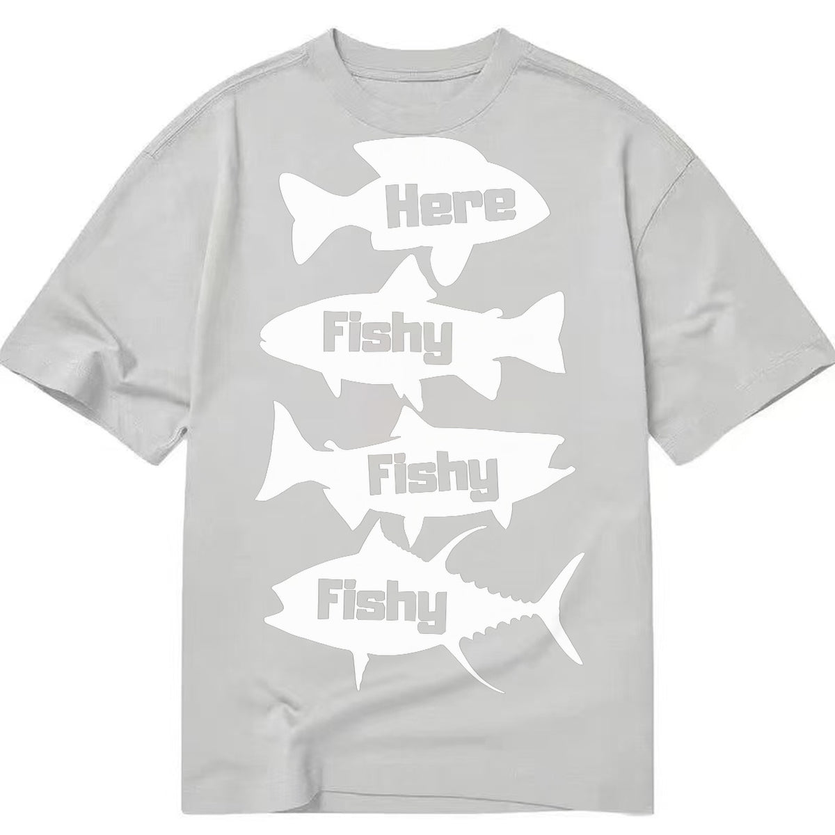 Here Fishy Fishy Fishy Classic T-shirt – grey