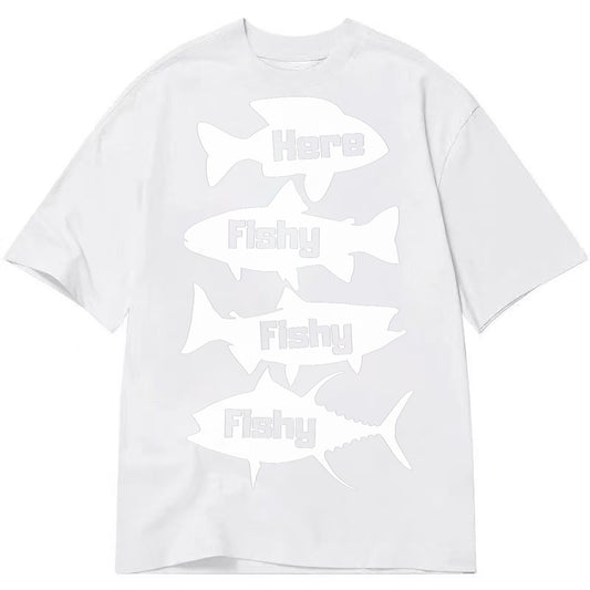Here Fishy Fishy Fishy Classic T-shirt – white
