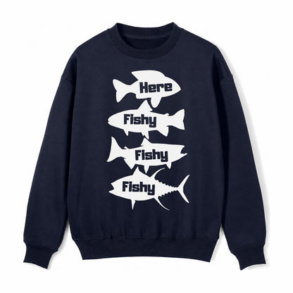 Here Fishy Fishy Fishy Fleece Sweatshirt – navy-blue