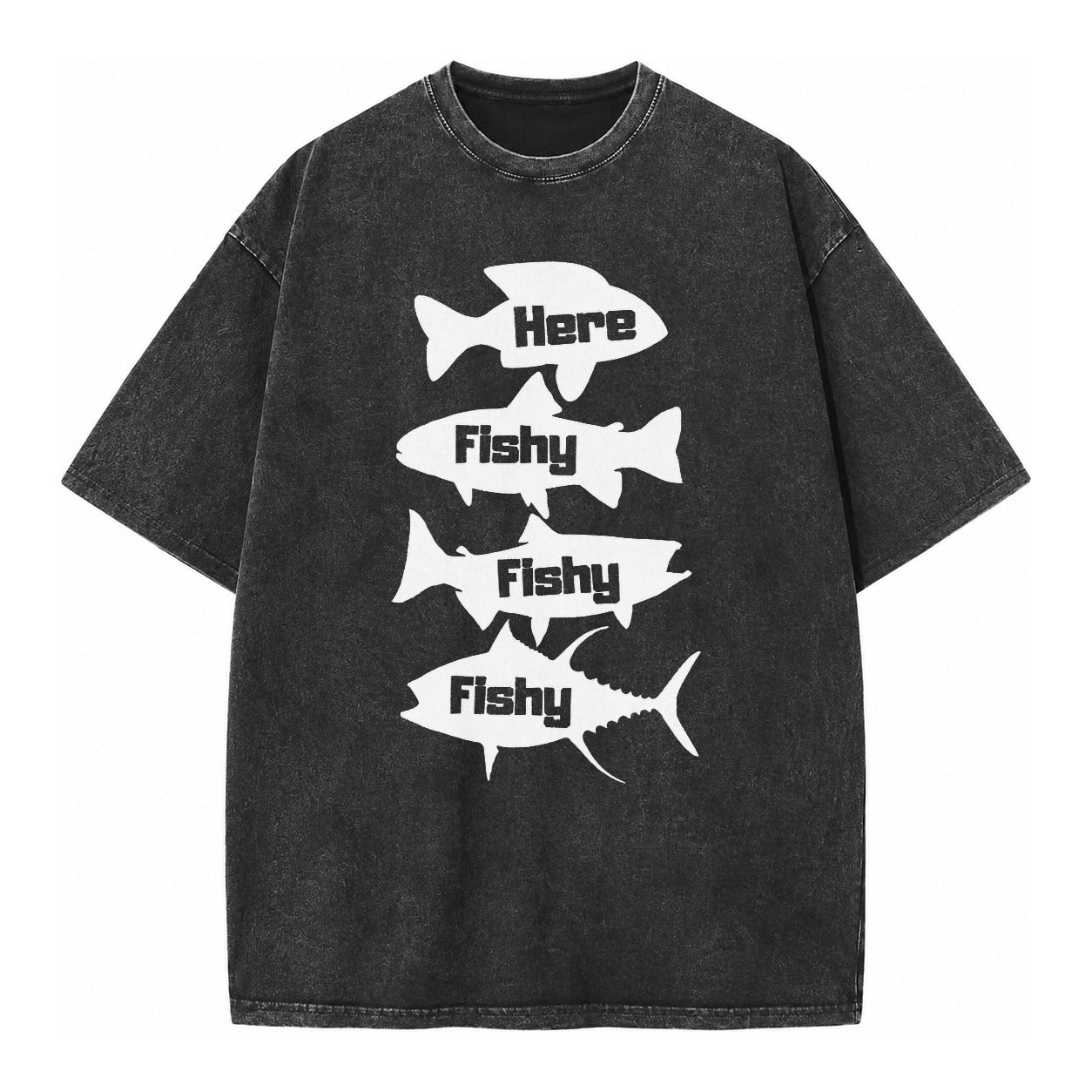 Here Fishy Fishy Fishy! Vintage T-shirt – Black