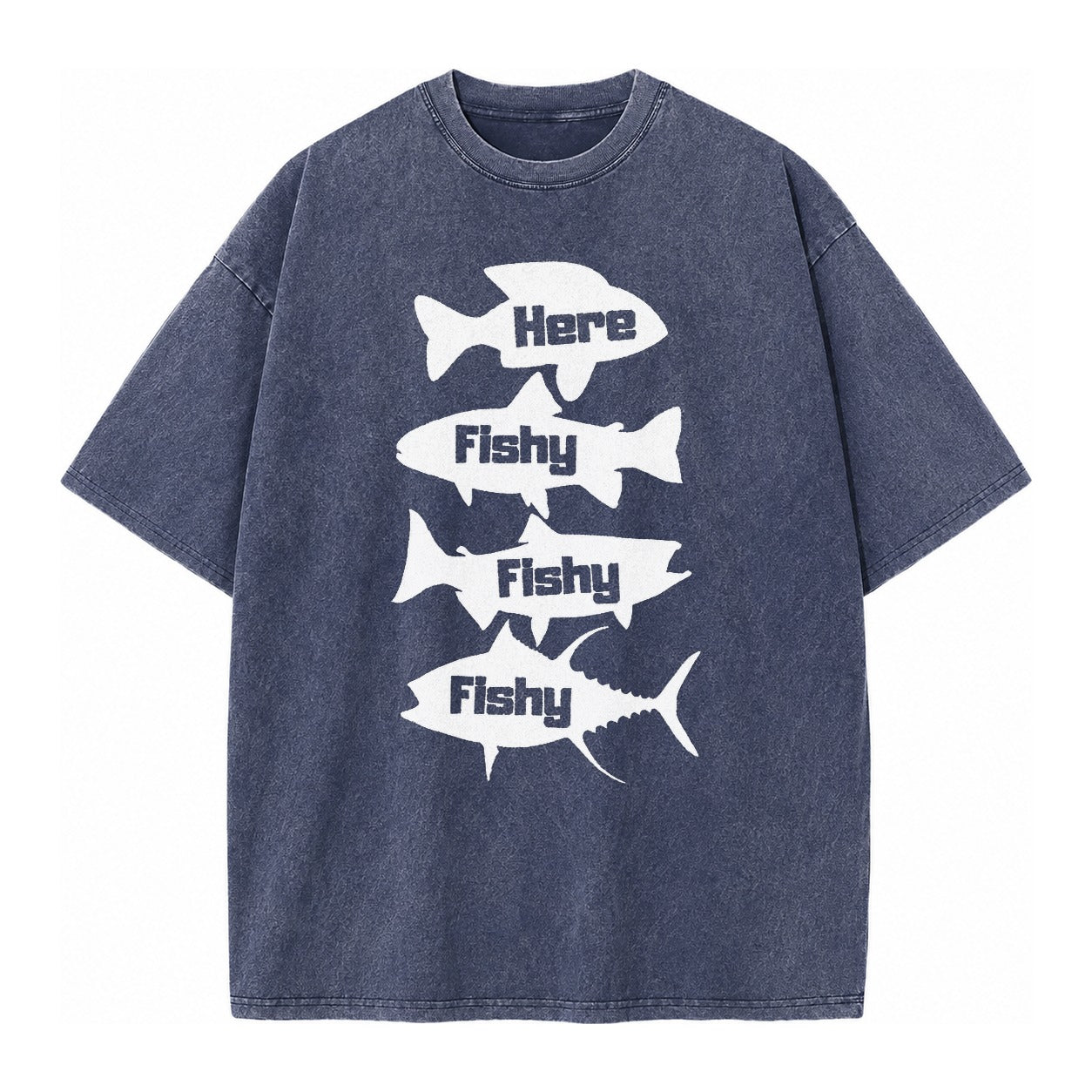 Here Fishy Fishy Fishy! Vintage T-shirt – Blue