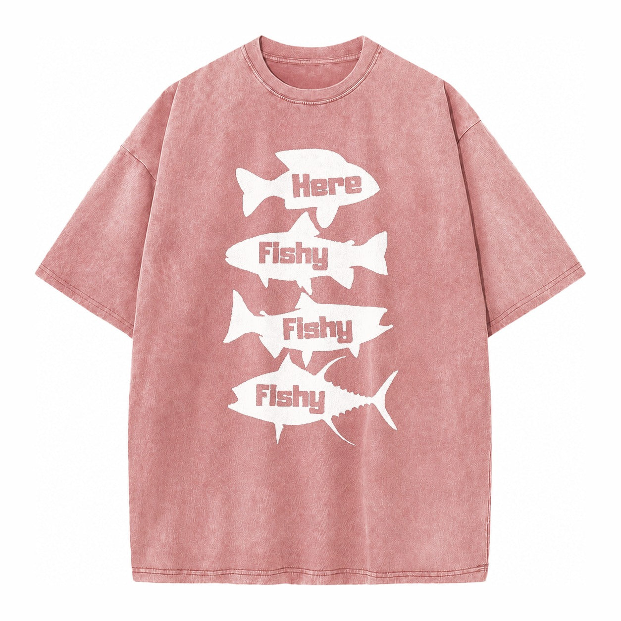 Here Fishy Fishy Fishy! Vintage T-shirt – Dusty Rose(Rose)