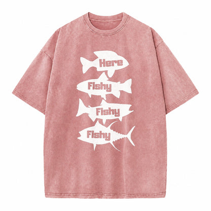 Here Fishy Fishy Fishy! Vintage T-shirt – Dusty Rose(Rose)