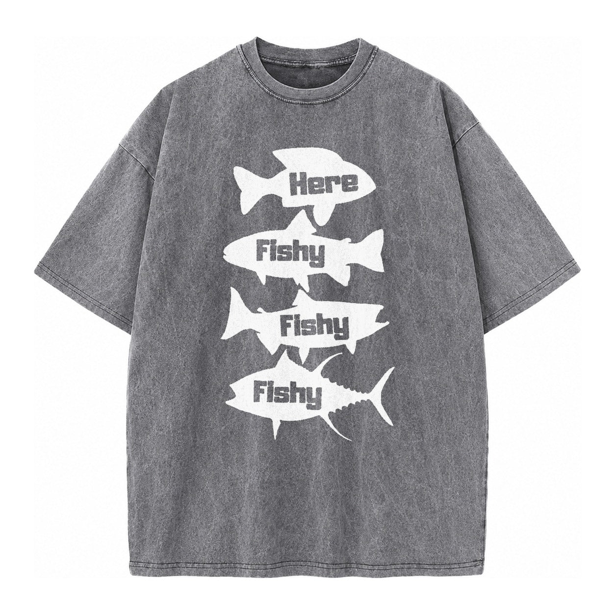 Here Fishy Fishy Fishy! Vintage T-shirt – Grey