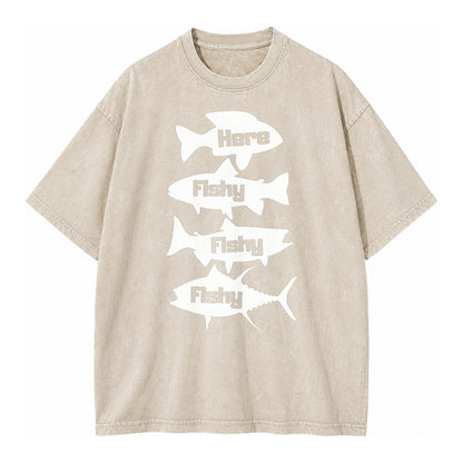 Here Fishy Fishy Fishy! Vintage T-shirt – Off White