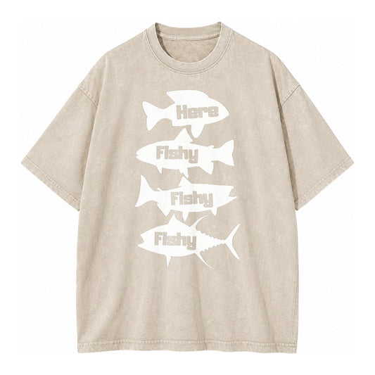 Here Fishy Fishy Fishy! Vintage T-shirt – Off White