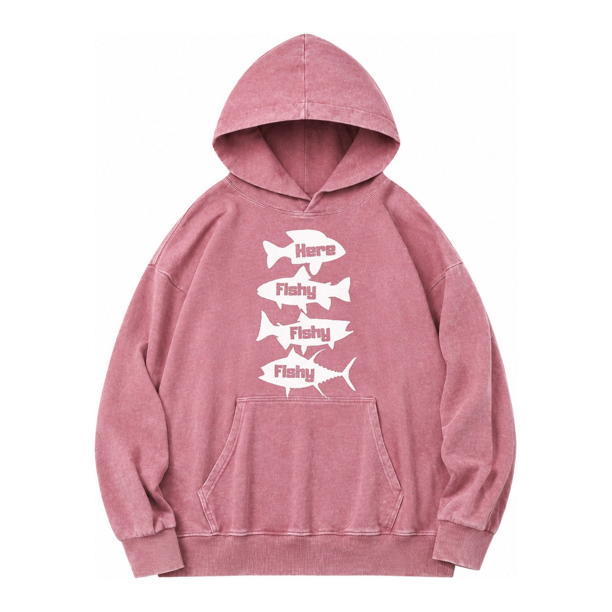 Here Fishy Fishy Fishy Vintage Washed Hoodie – dusty-rose