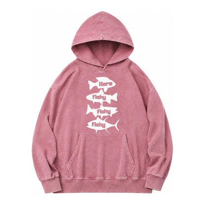 Here Fishy Fishy Fishy Vintage Washed Hoodie – dusty-rose