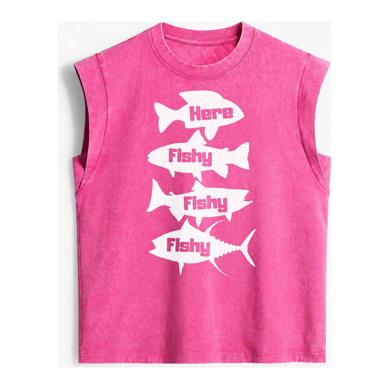 Here Fishy Fishy Fishy Vintage Washed Tank – pink