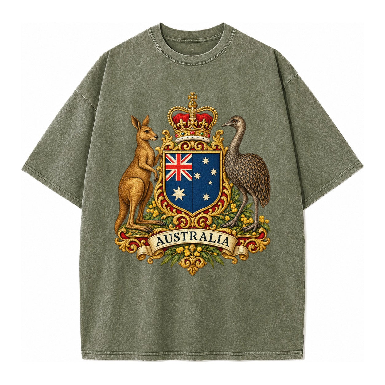 Heritage Coat Badge Vintage T-shirt – Army Green