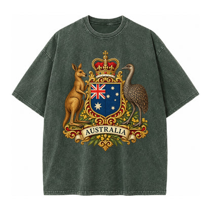 Heritage Coat Badge Vintage T-shirt – Forest Mist(Green)