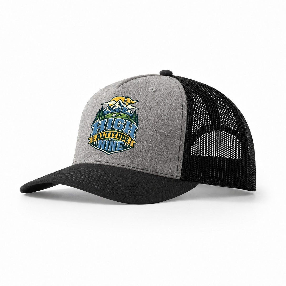 High Altitude Nine Golf Life Trucker Hat – Grey Black