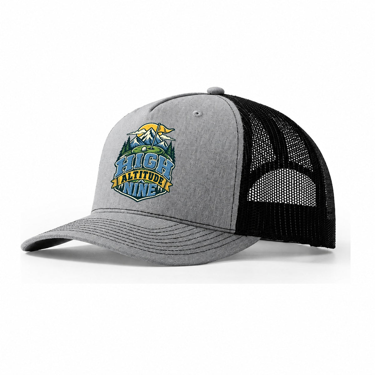 High Altitude Nine Golf Life Trucker Hat – Sport Grey Black