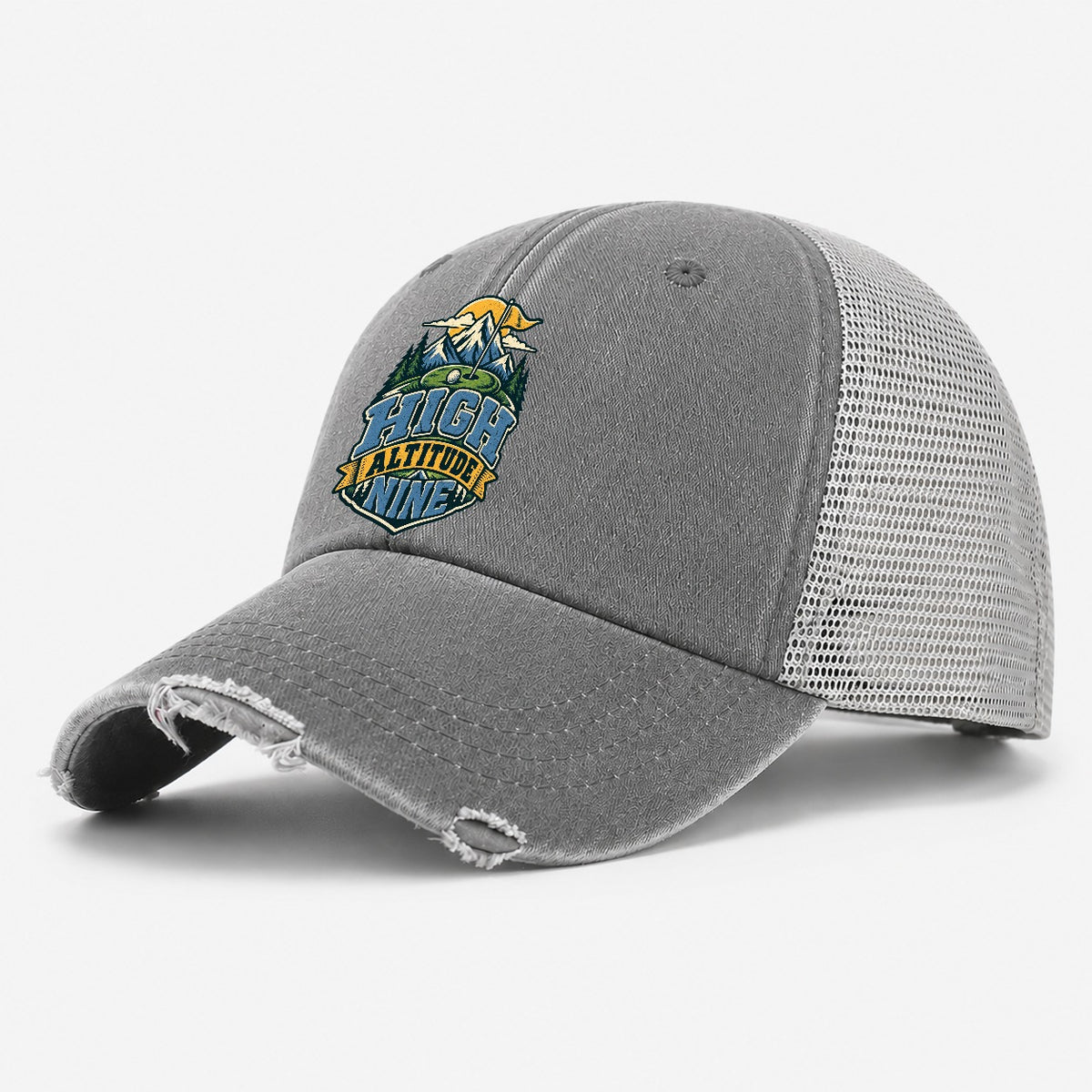 High Altitude Nine Golf Life Washed Trucker Hat – Grey