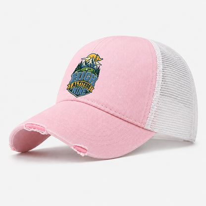 High Altitude Nine Golf Life Washed Trucker Hat – Light Pink