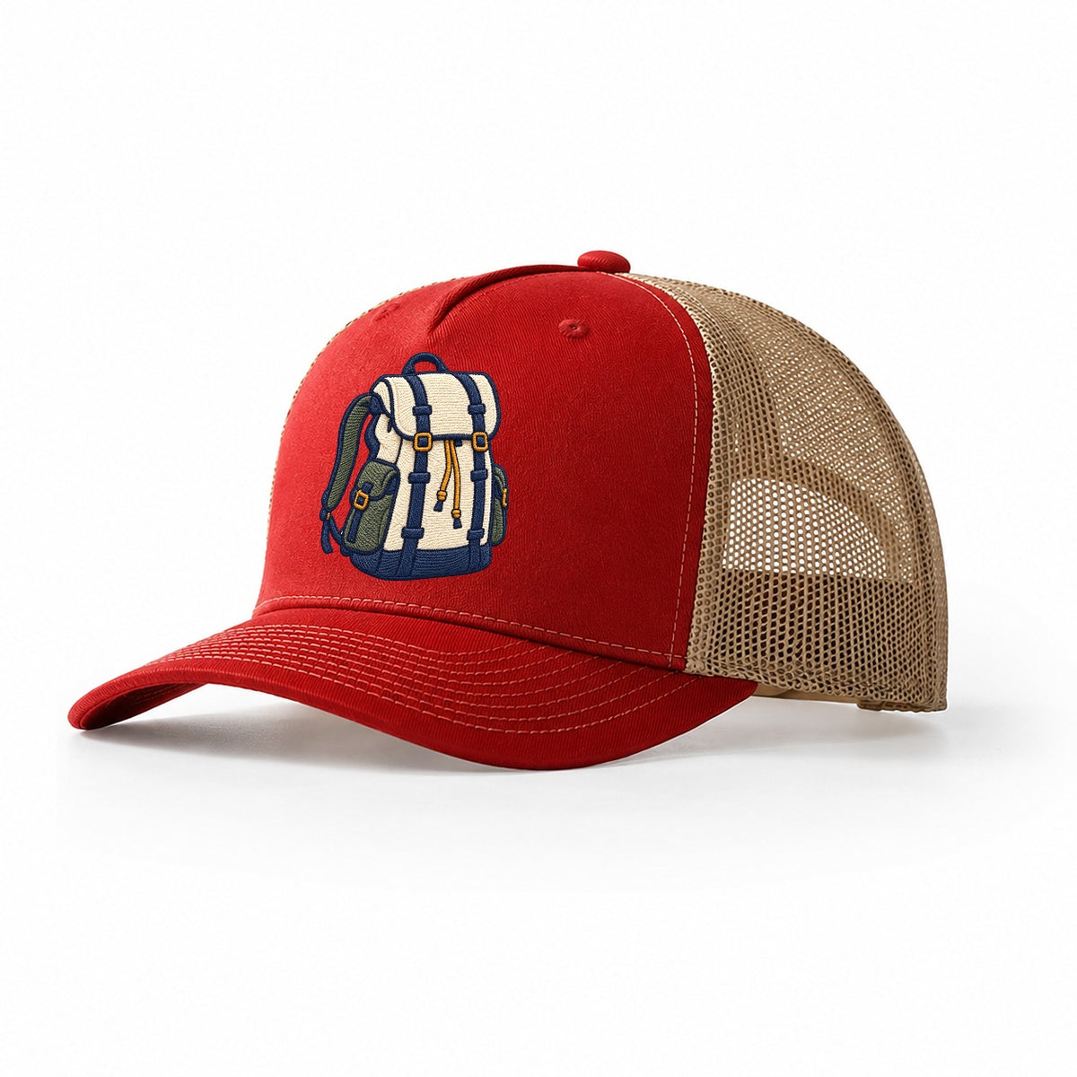 Hiking Backpack Tiny Solo Marks Trucker Hat – Red Khaki