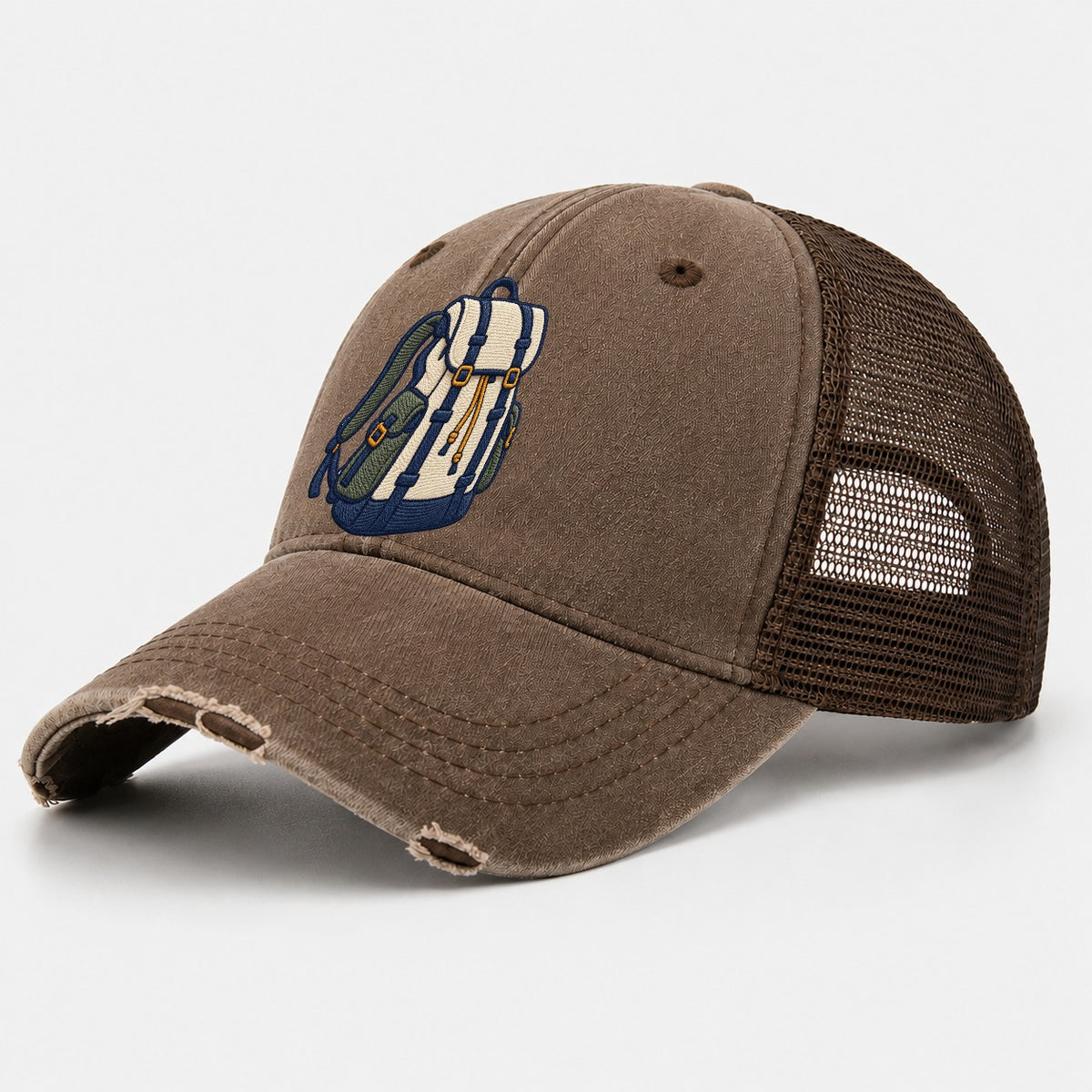 Hiking Backpack Tiny Solo Marks Washed Trucker Hat – Coffee