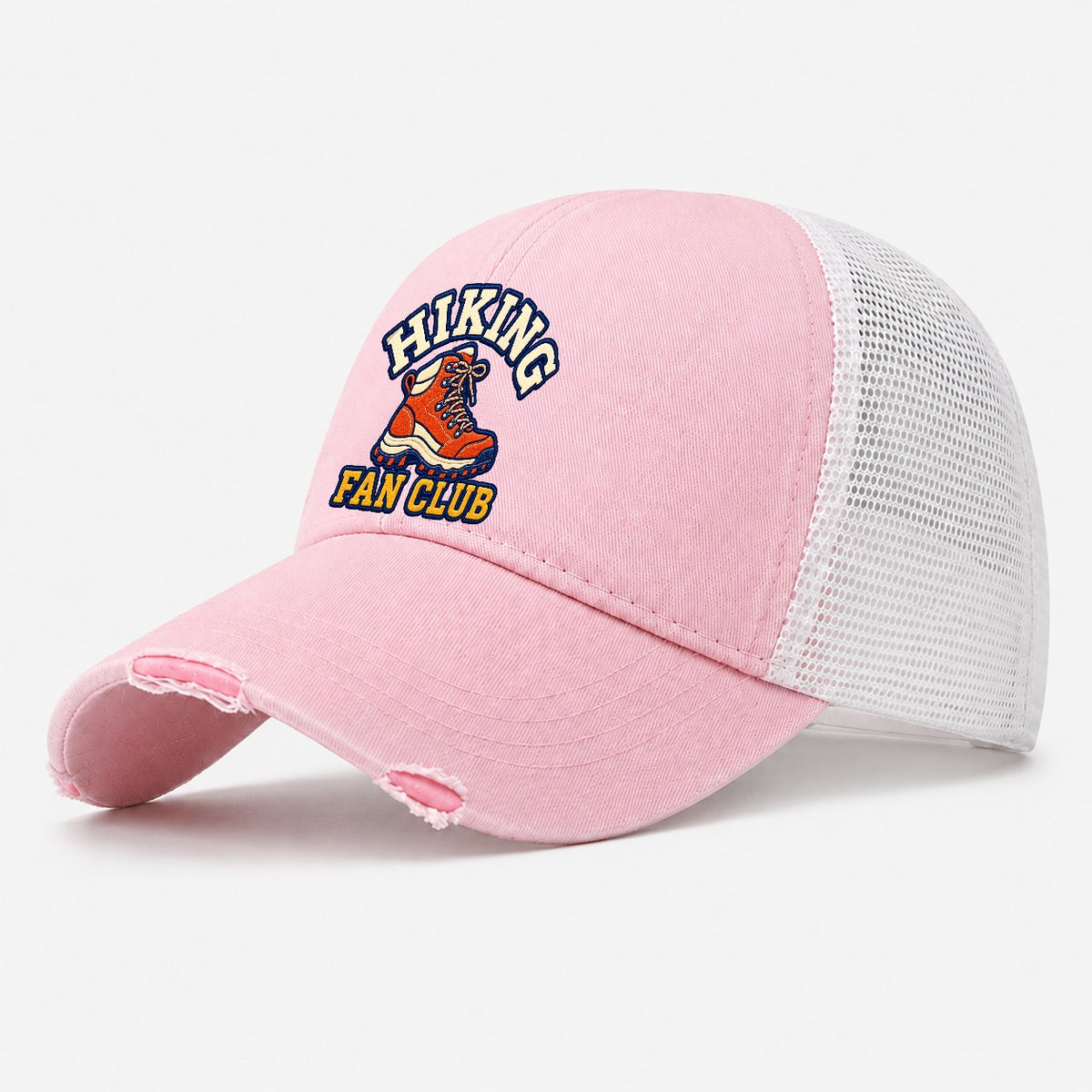 Hiking Fan Club Washed Trucker Hat – Light Pink