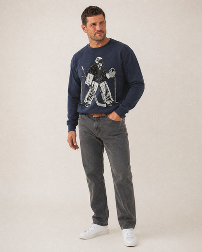 Hockey Goalie Fleece Sweatshirt – studio model photo