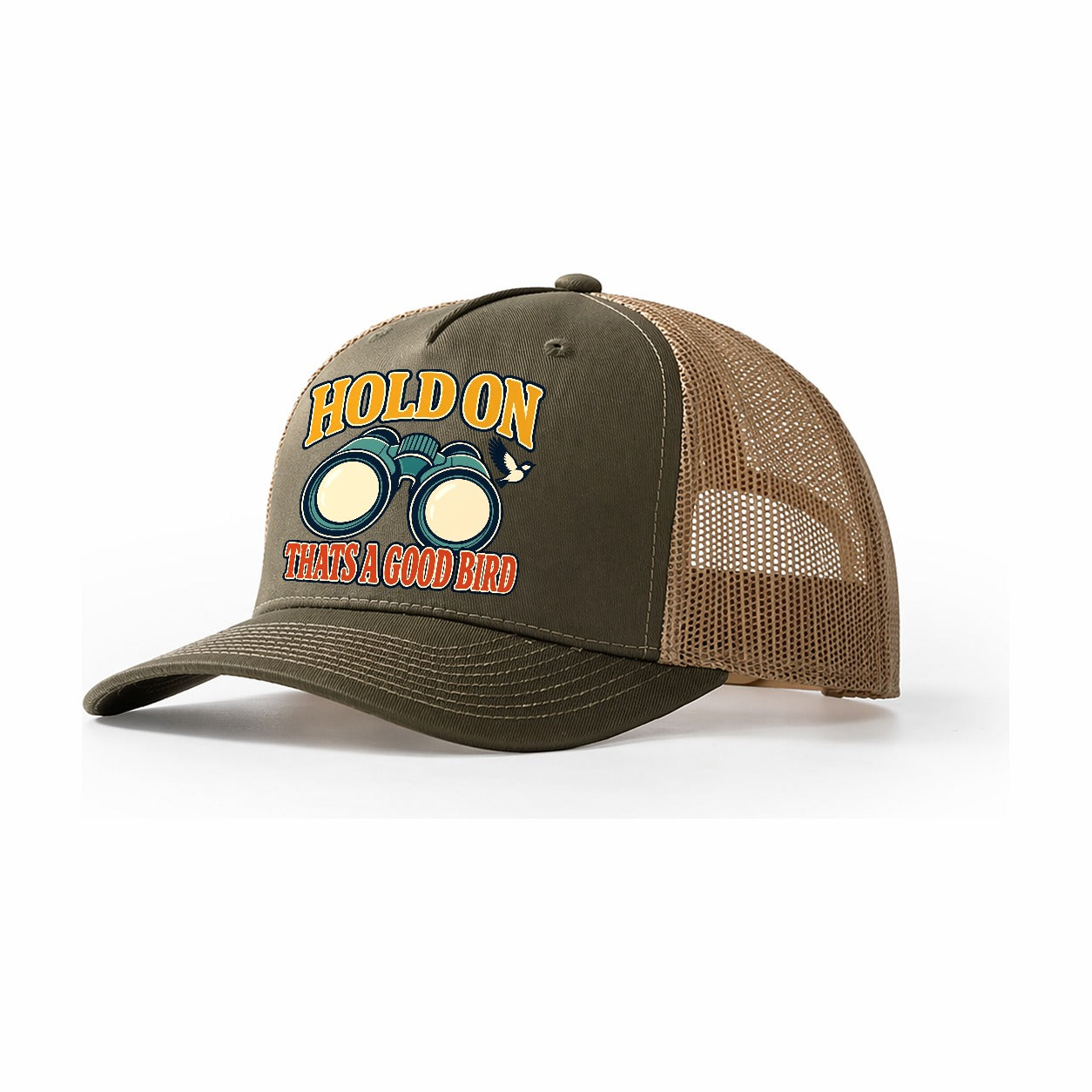 Hold On Thats A Good Bird Birdwatching Trucker Hat – Olive Khaki