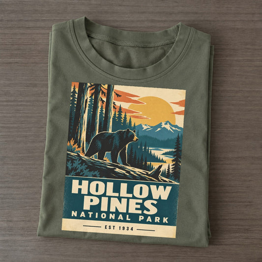 Hollow Pines Nowhere National Parks Classic T-shirt – Army Green