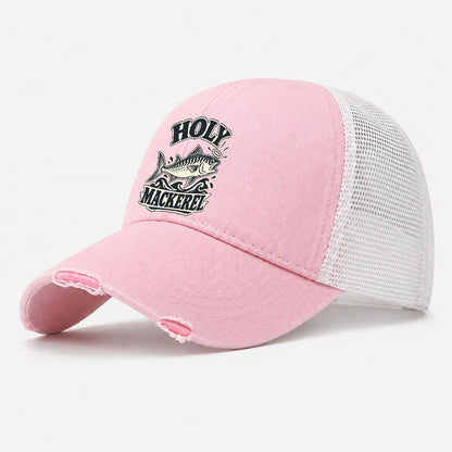 Holy Mackerel Fishing Elegant Washed Trucker Hat – Light Pink