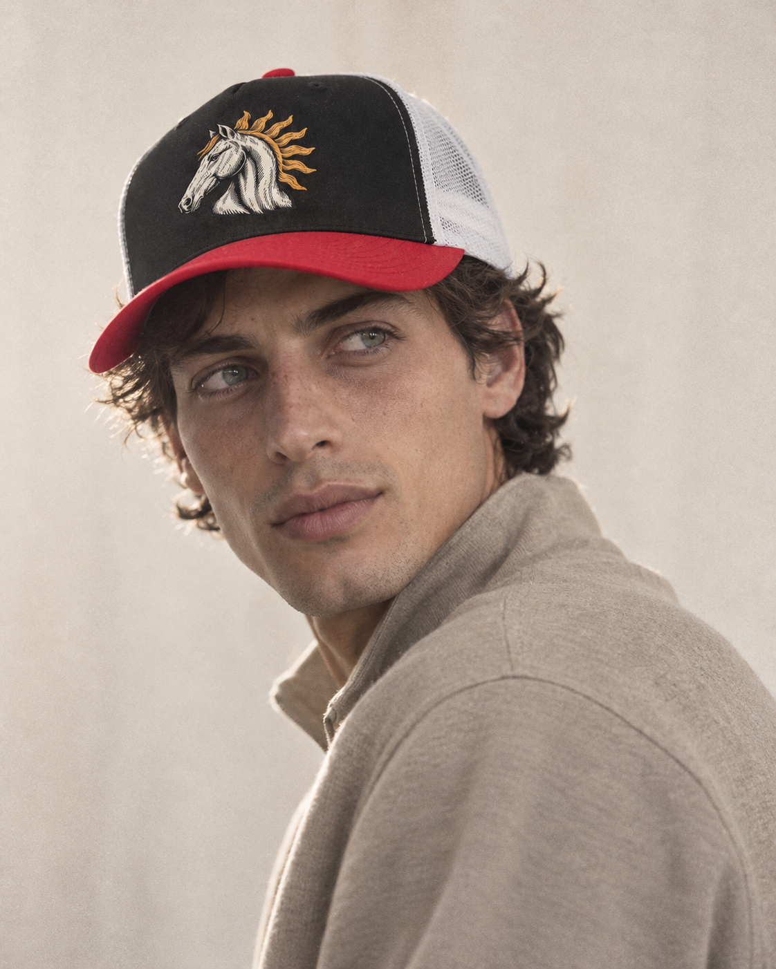Model wearing the cap