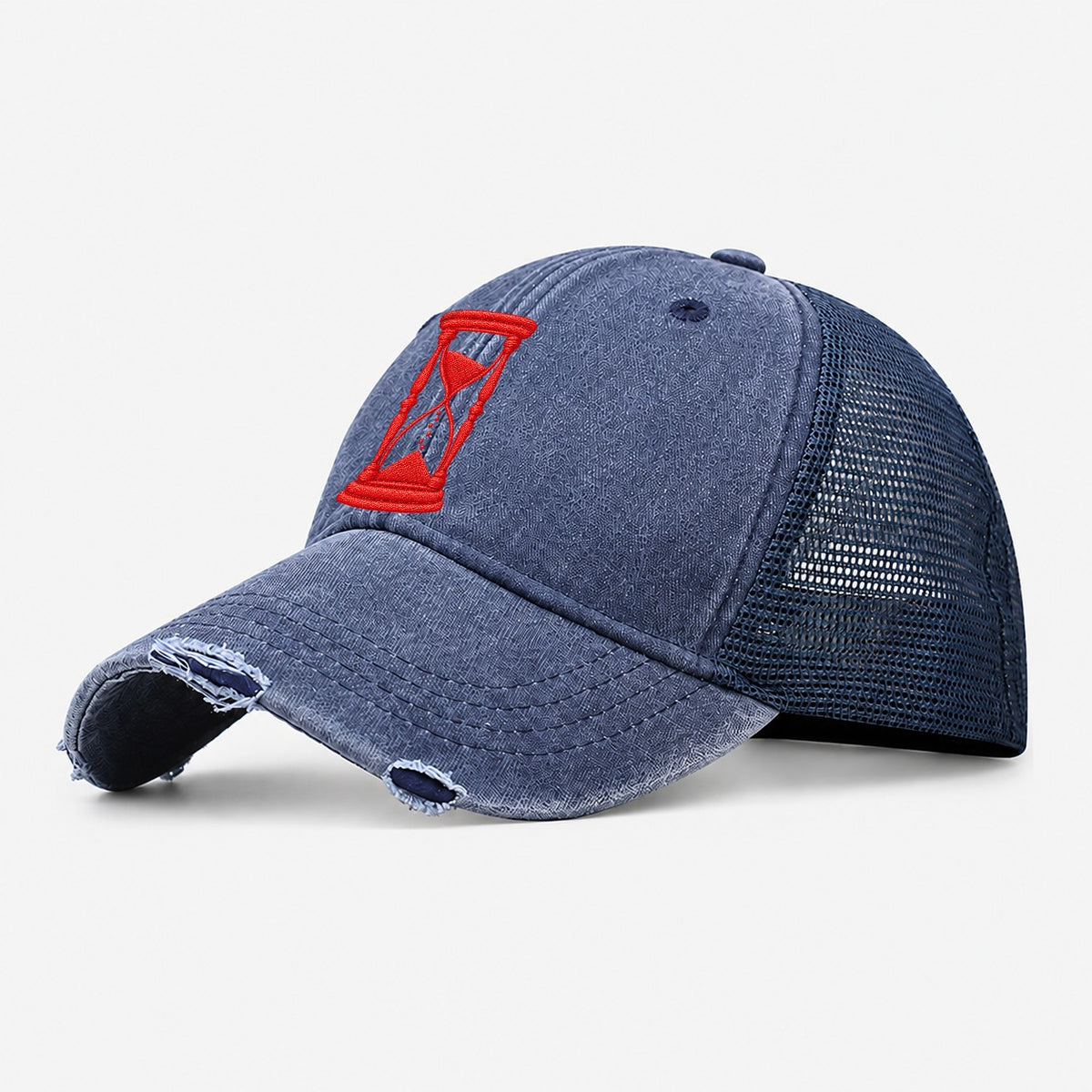 Hourglass Falling Grain Micro Motion Mark Washed Trucker Hat – Navy