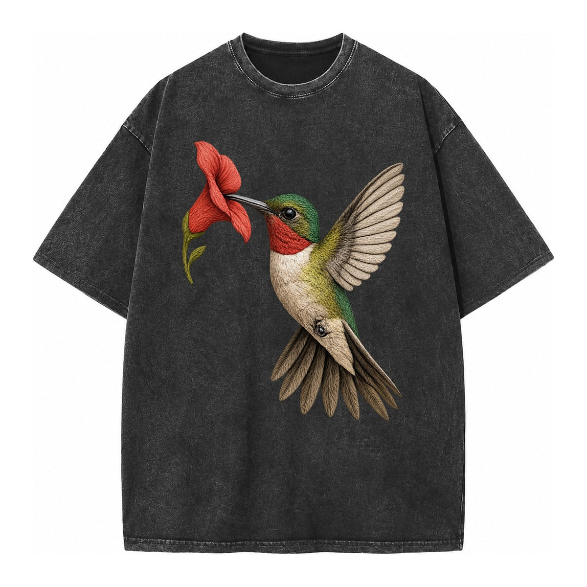 Hummingbird Harmony Vintage T-shirt – Black