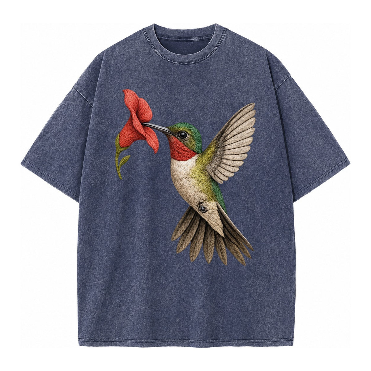 Hummingbird Harmony Vintage T-shirt – Blue