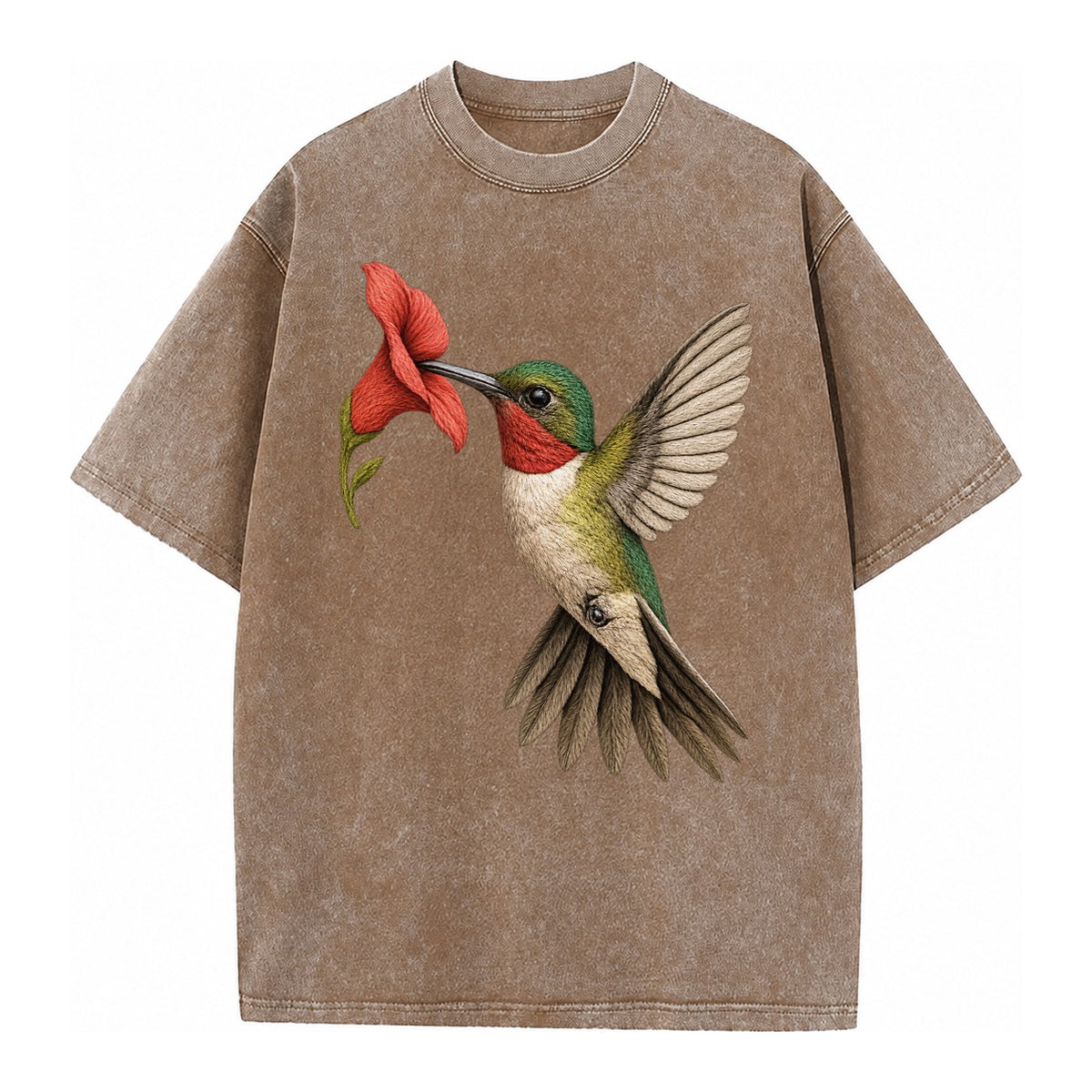 Hummingbird Harmony Vintage T-shirt – Brown