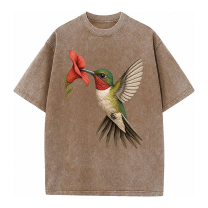 Hummingbird Harmony Vintage T-shirt – Brown