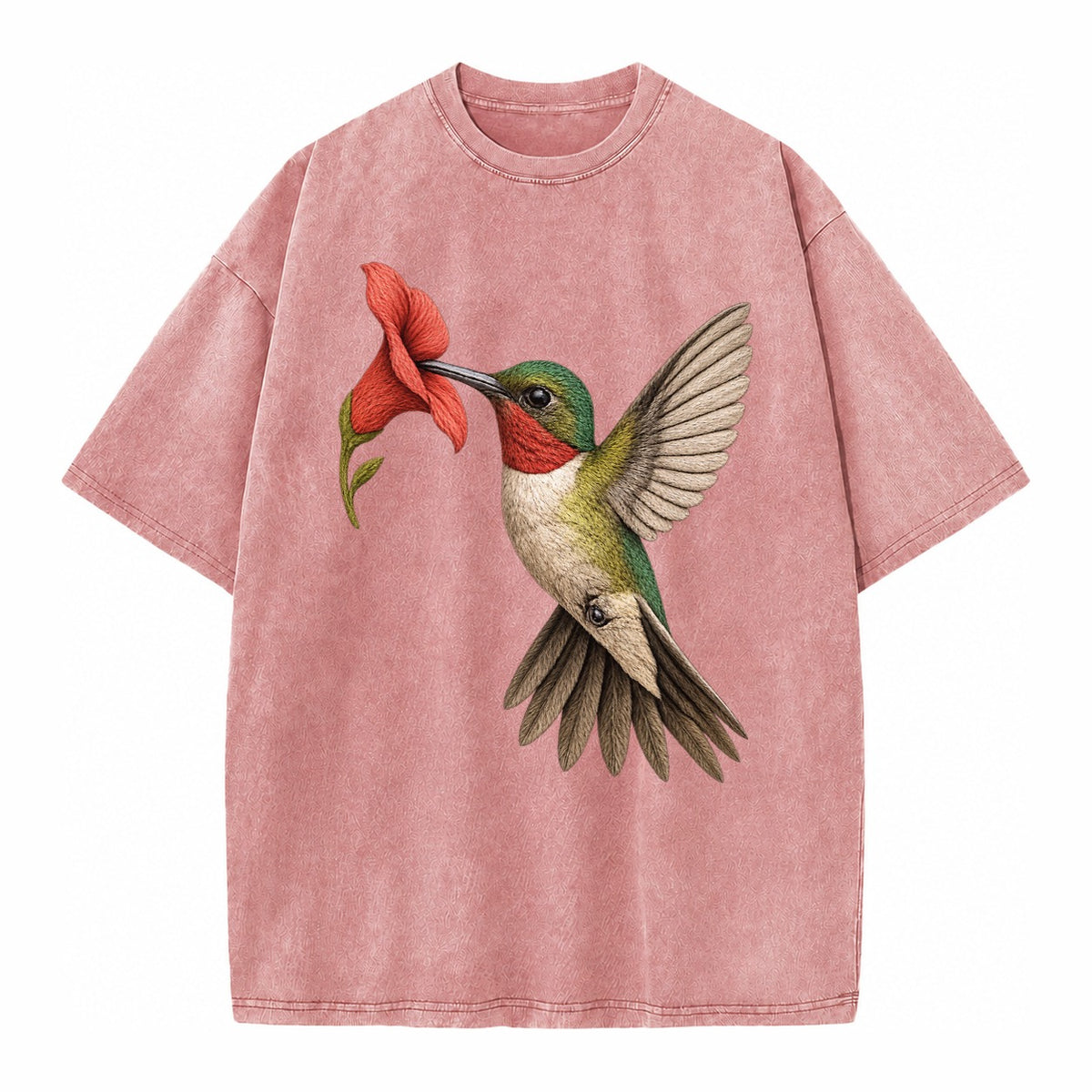Hummingbird Harmony Vintage T-shirt – Dusty Rose(Rose)