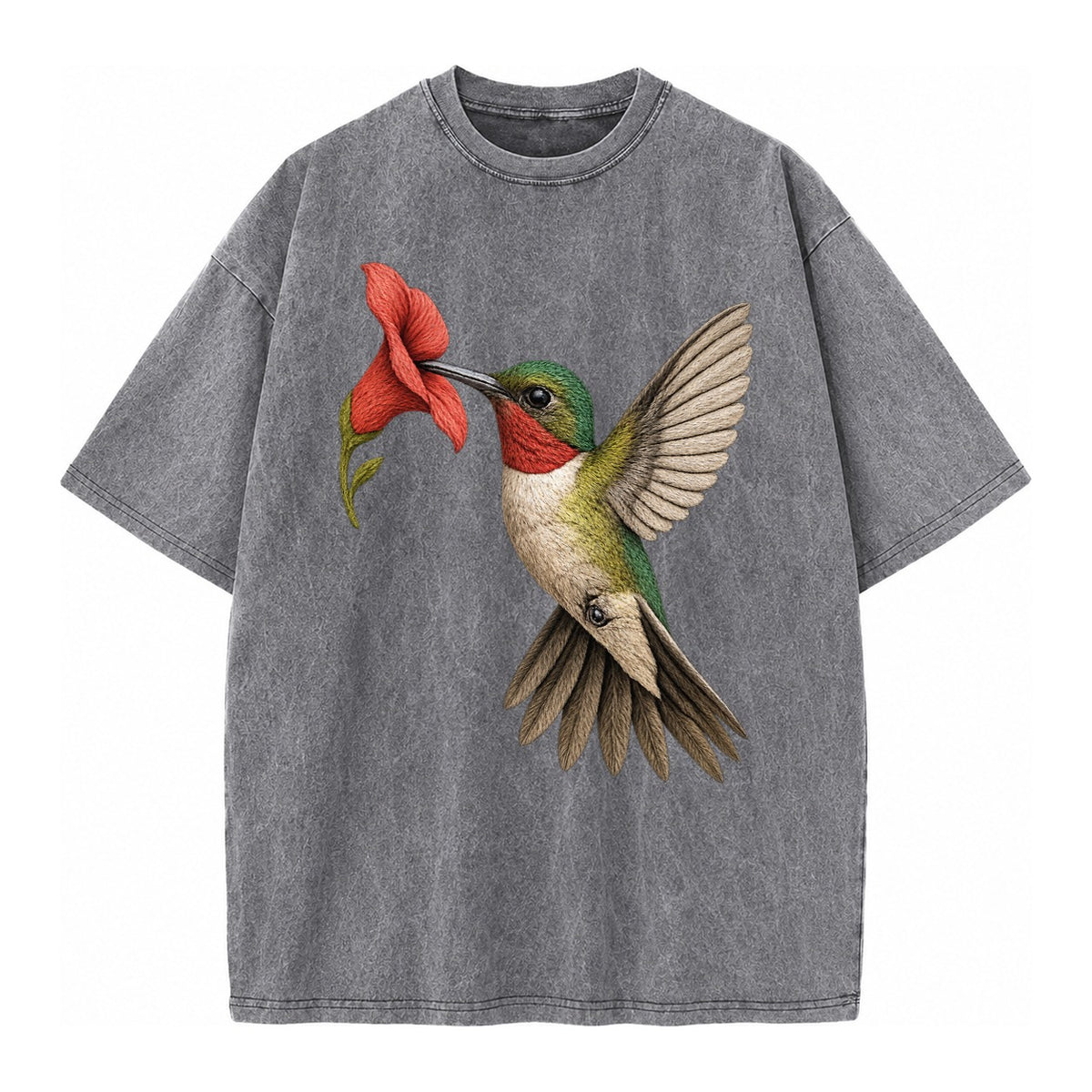 Hummingbird Harmony Vintage T-shirt – Grey