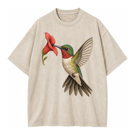 Hummingbird Harmony Vintage T-shirt – Off White