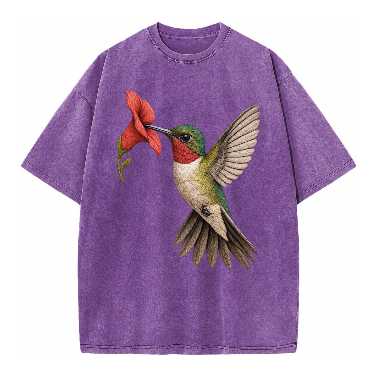 Hummingbird Harmony Vintage T-shirt – Purple